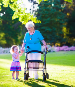 Lady with grandchild in park