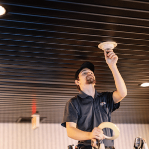 testing the fire alarm smoke detector