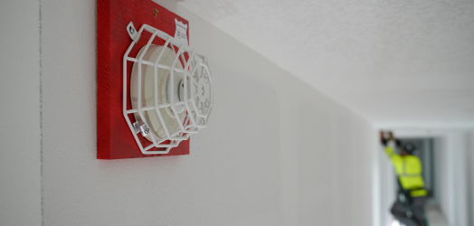 Fire alarm on wall