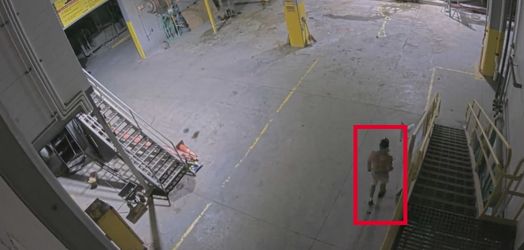 mobile rental with person walking through sight