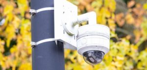 Security camera on pole