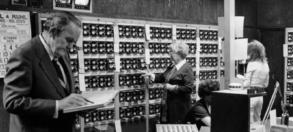 Eleanor and John Duffy working at the Per Mar Central Alarm Monitoring Station