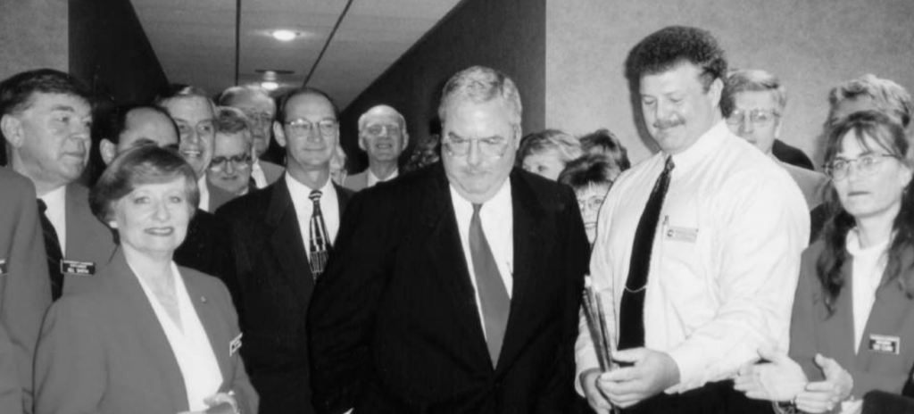 Michael Duffy alongside other local businesspeople