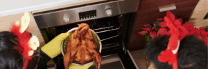 Thanksgiving turkey being cooked